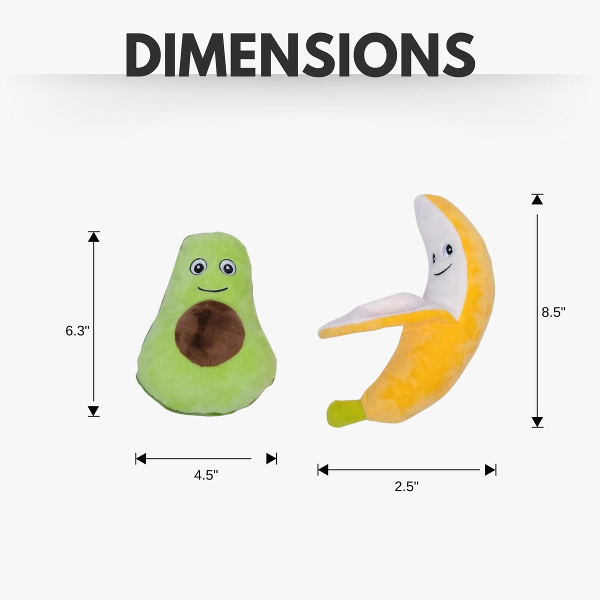 Avocado & Banana Plush Dog Toy Set