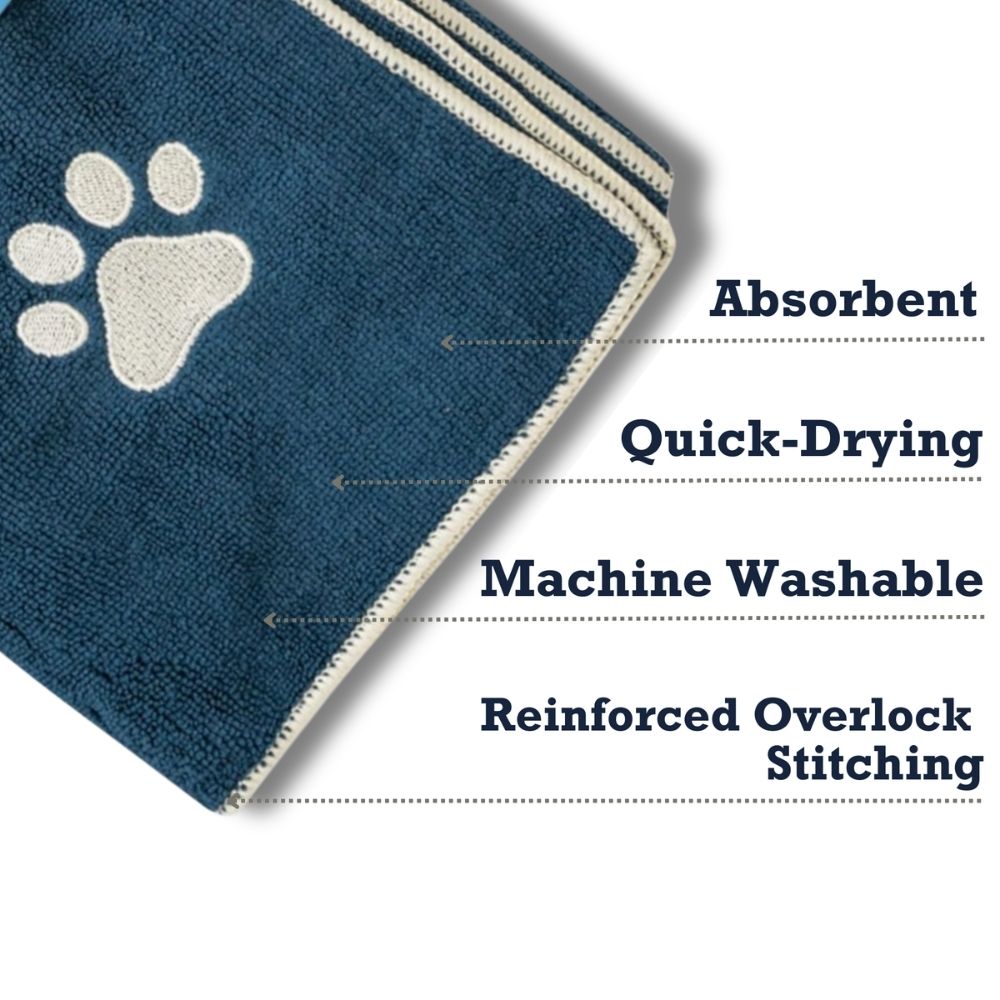 Marine Blue Microfiber Dog Bath Towel, 48 x 22 in