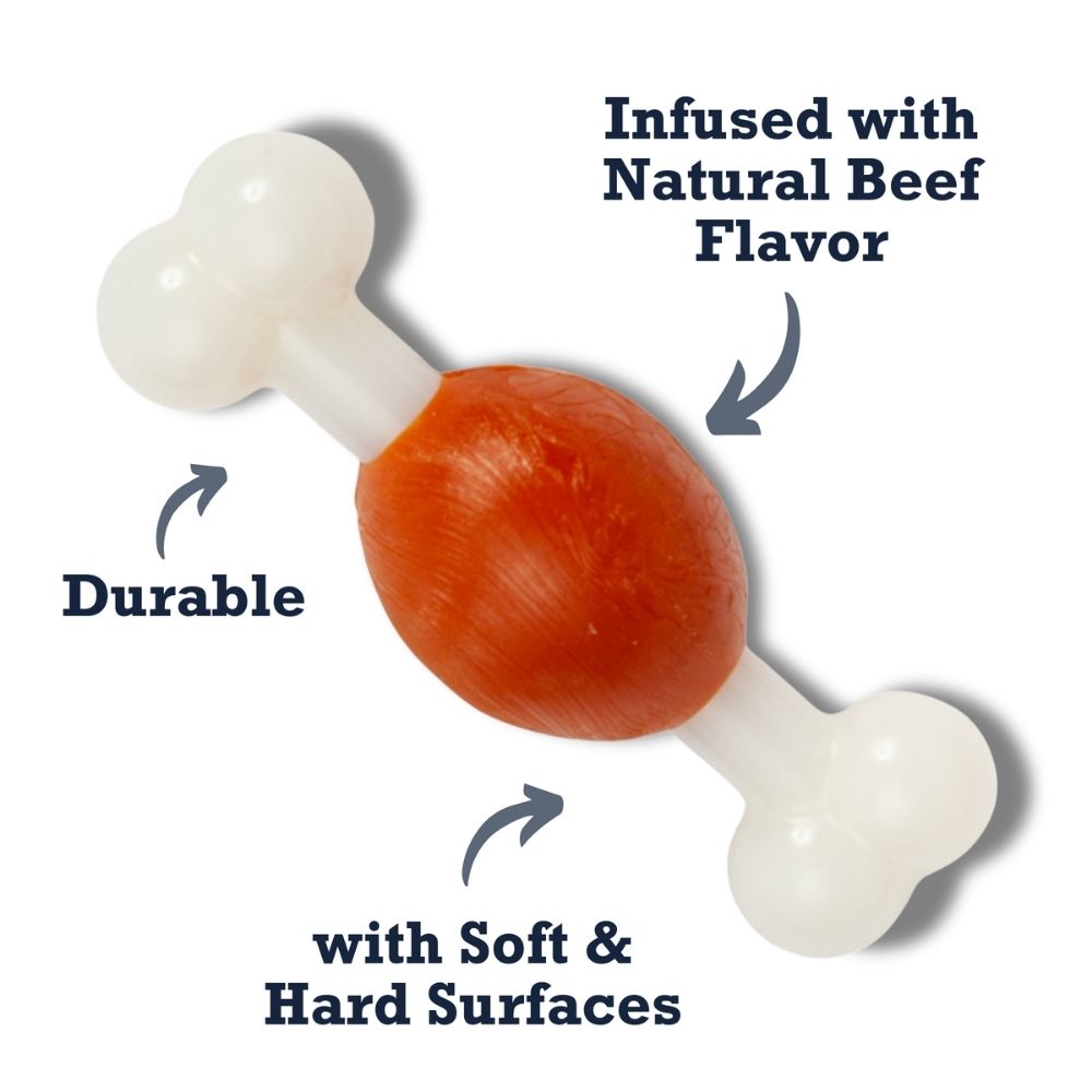 Beef-Flavored TPR & Nylon Bone Chew Toy, Small Dogs