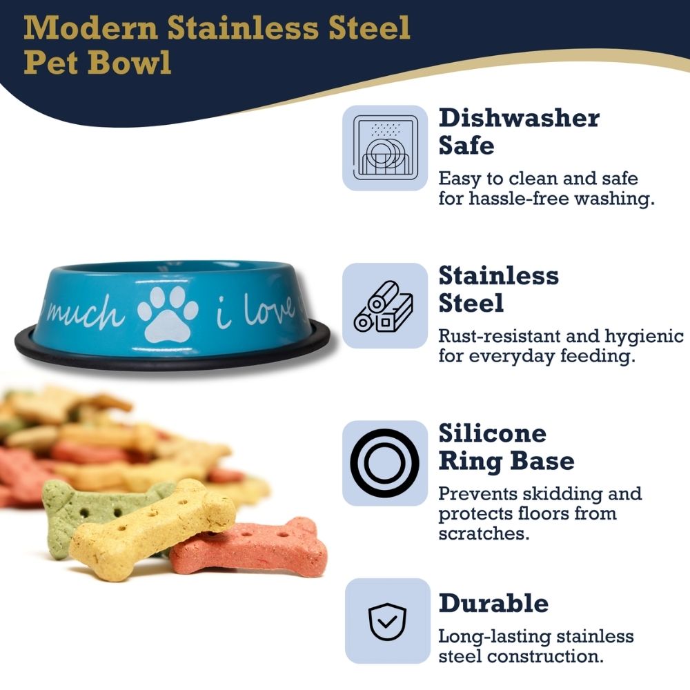 I Love You So Much Stainless Steel Dog Bowl, 24 oz