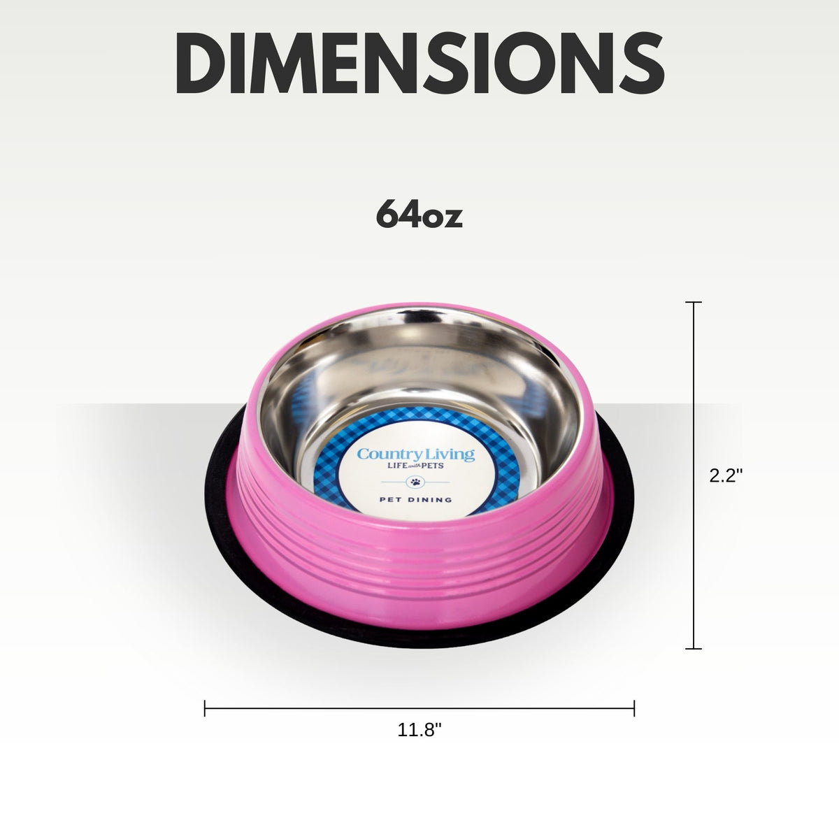 Carnation Pink Ribbed Stainless Steel Pet Bowls, Set of 2