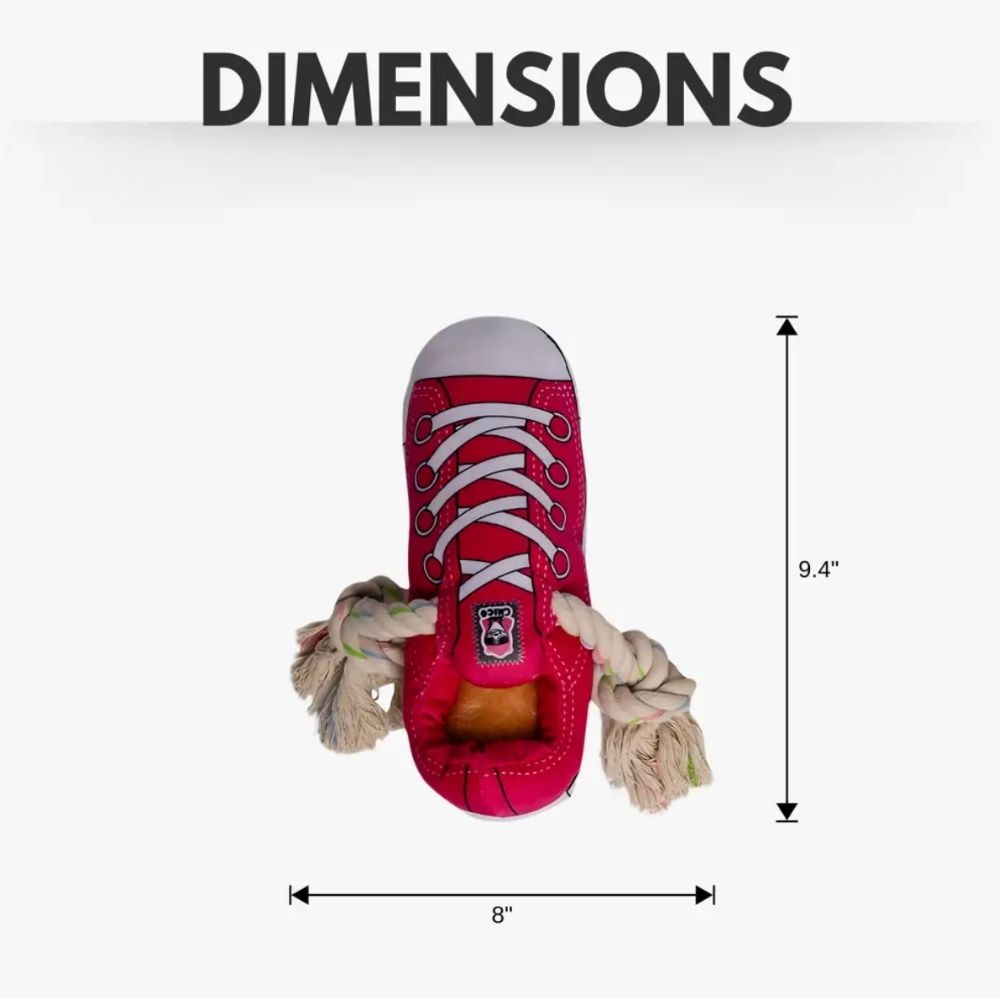Pink Squeaky Plush Sneaker Dog Toy with Treat Pocket