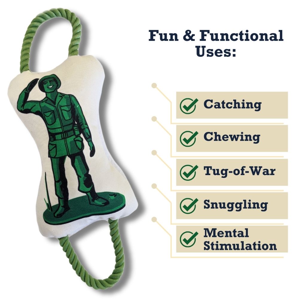 Retro Soldier Plush Dog Toy with Rope, 15 in