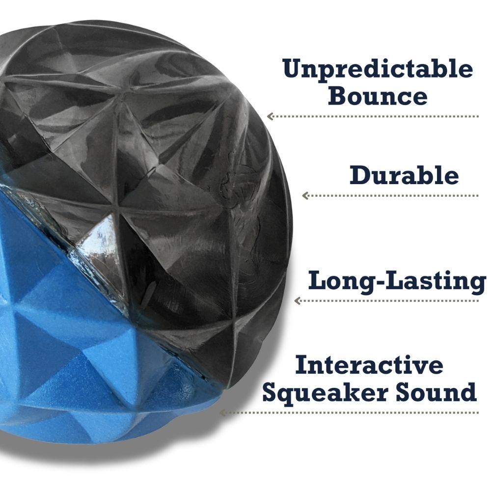 Geometric Textured Squeaky TPR Ball for Dogs, 3.6 in