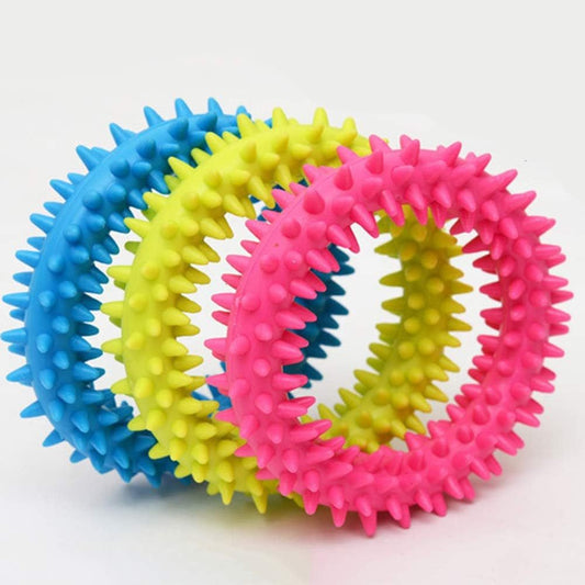 Dog Chew Toy TPR Spiky Circle Ring Dog Bite-Training Chew Molar Toy Cleaning Tooth Pet Supply