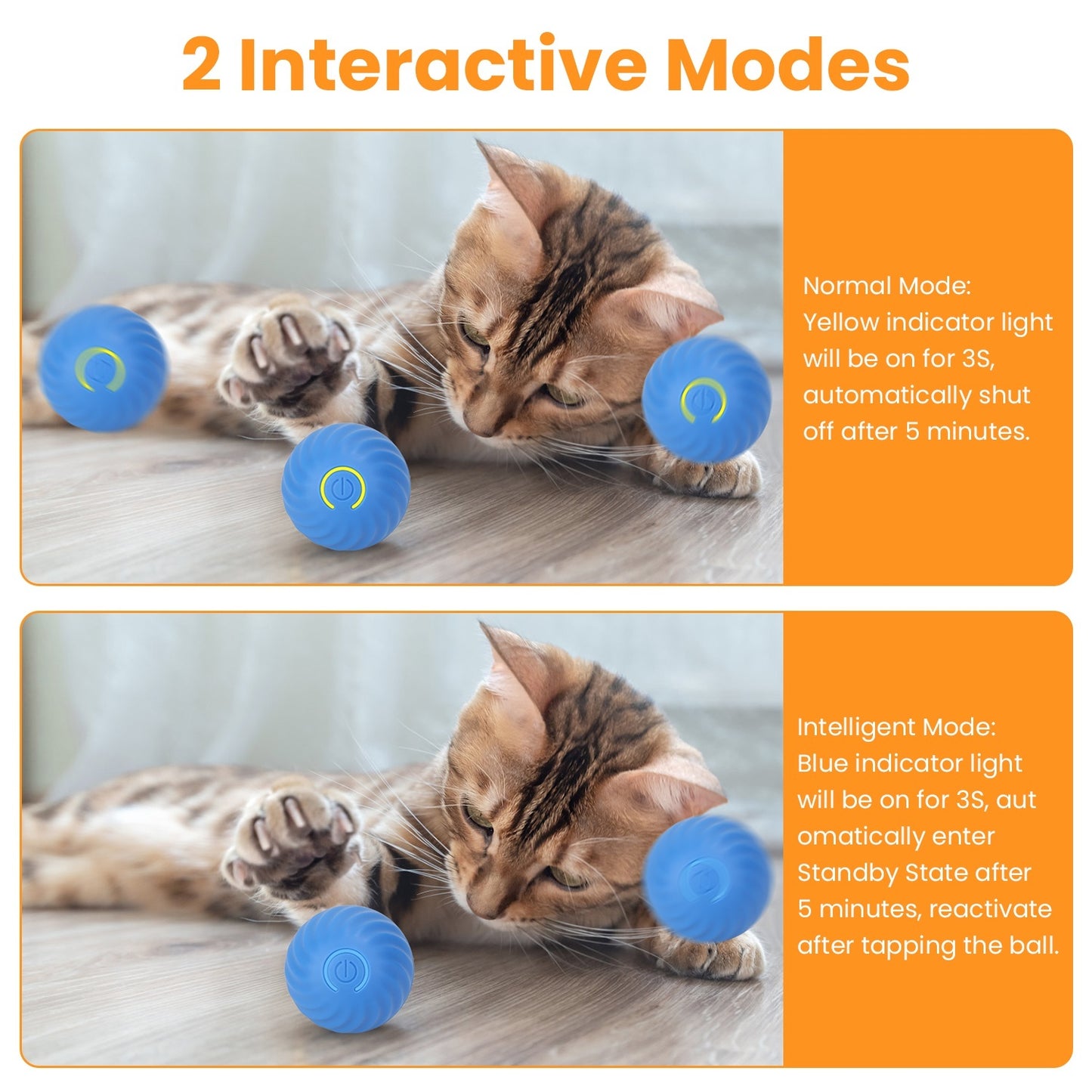 1Pc Cat Toys Ball Fast Rolling In Pouch Rechargeable Motion Activated Interactive Cat Toys For Indoor Cats Hide And Seek Mouse Catching Game