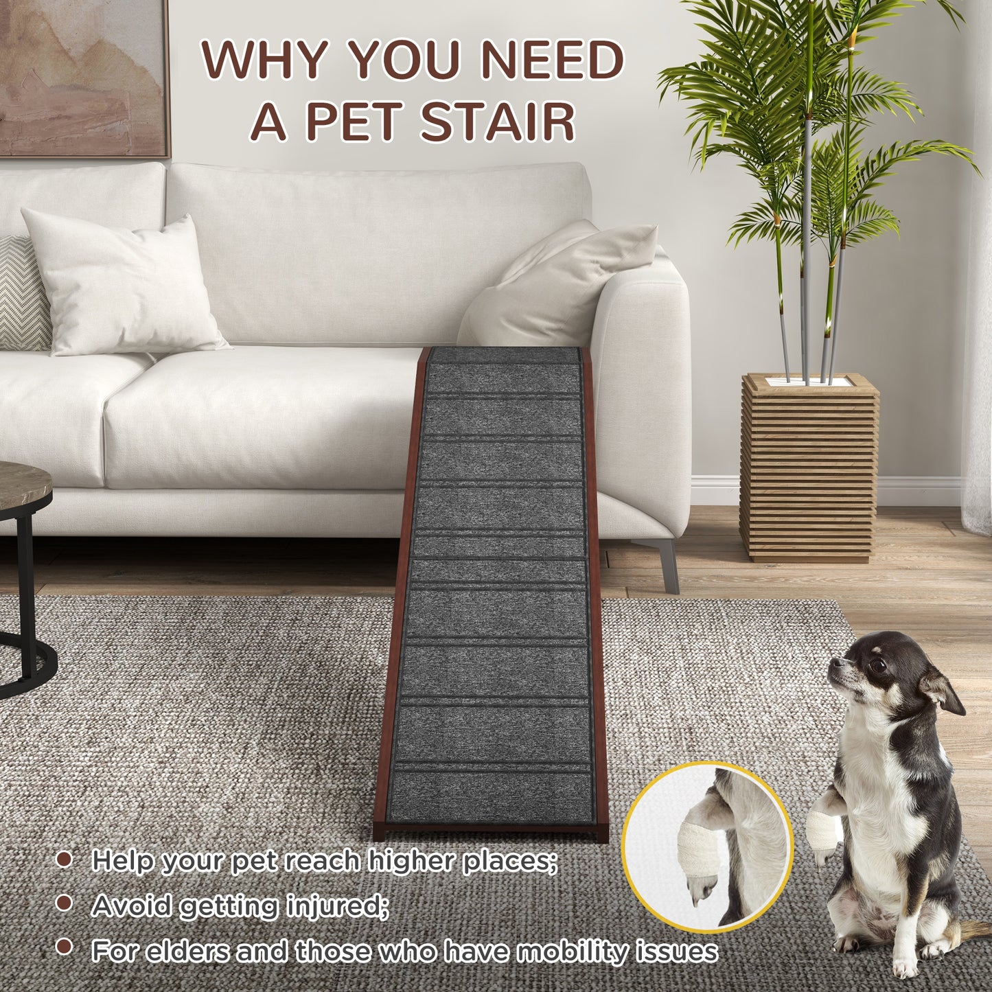 Pet Ramp For Dogs With Non-slip Carpet And Top Platform