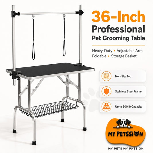 36-Inch Professional Dog Grooming Table – Heavy Duty, Adjustable & Foldable