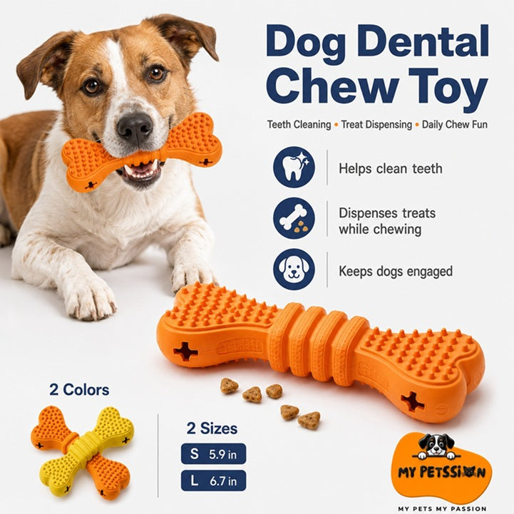 Dog Dental Chew Toy – Treat Dispensing Teeth Cleaning Bone for Dogs & Puppies