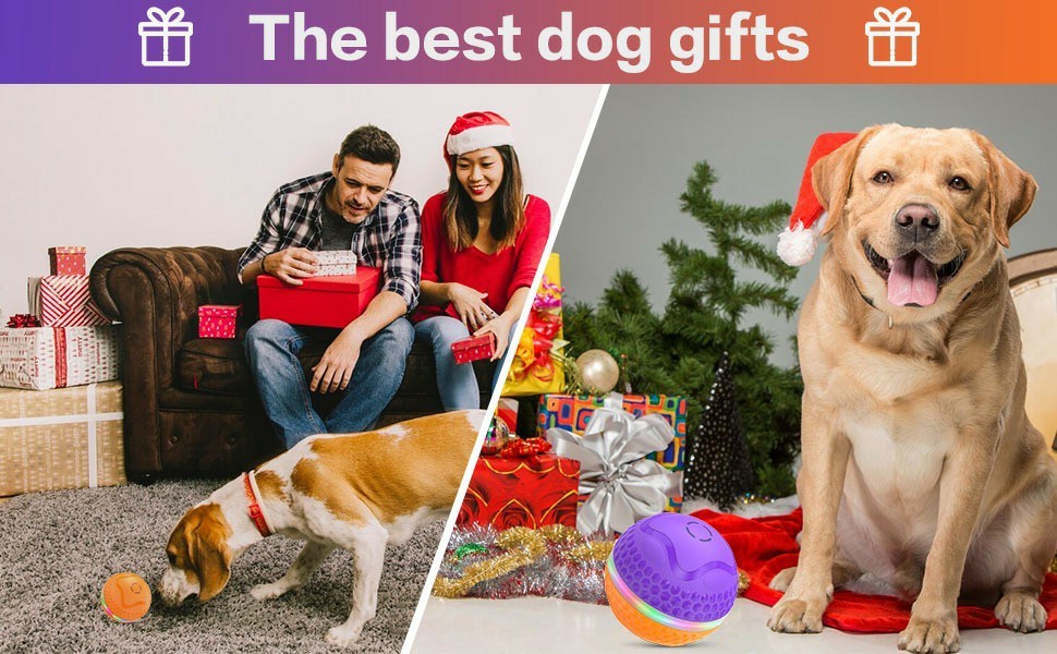 Interactive Dog Toys Ball, Automatic Rolling Toy, Lively Pet Ball For Medium ,Large Dogs To Relieve Boredom, Activated Automatic Motion Dog Balls Toy With LED Flash, USB Rechargeable Orange Purple