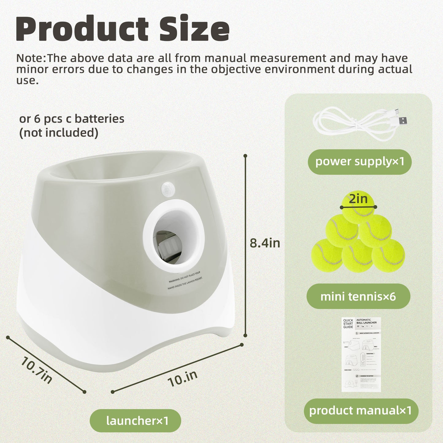 Only Supports Self Pickup  Automatic Dog Ball Launcher, Indoor Outdoor Interactive Dog Toy With Three Launch Ranges, Includes 6 Mini Tennis Balls And A Data Cable