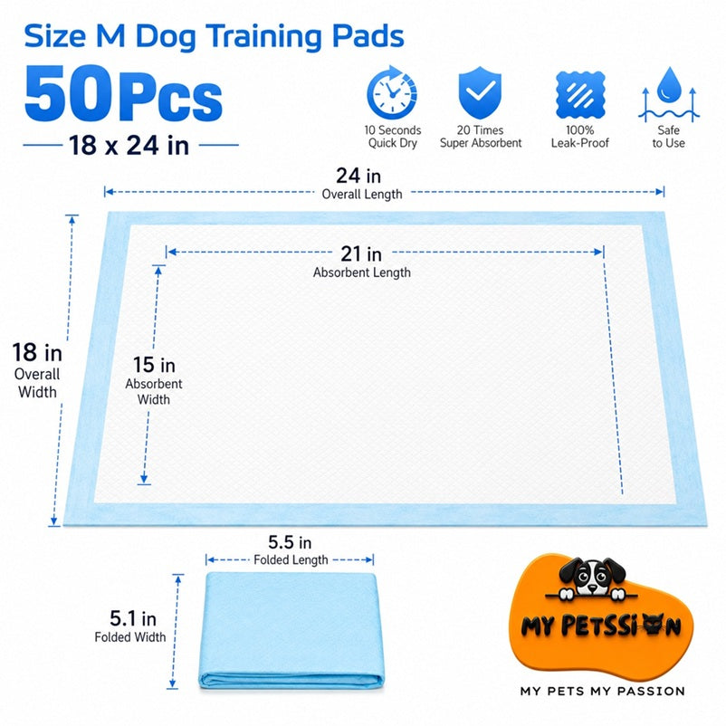 Dog Training Pads – 18" x 24" Super Absorbent Leak-Proof Puppy Pads