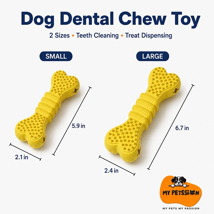 Dog Dental Chew Toy – Treat Dispensing Teeth Cleaning Bone for Dogs & Puppies