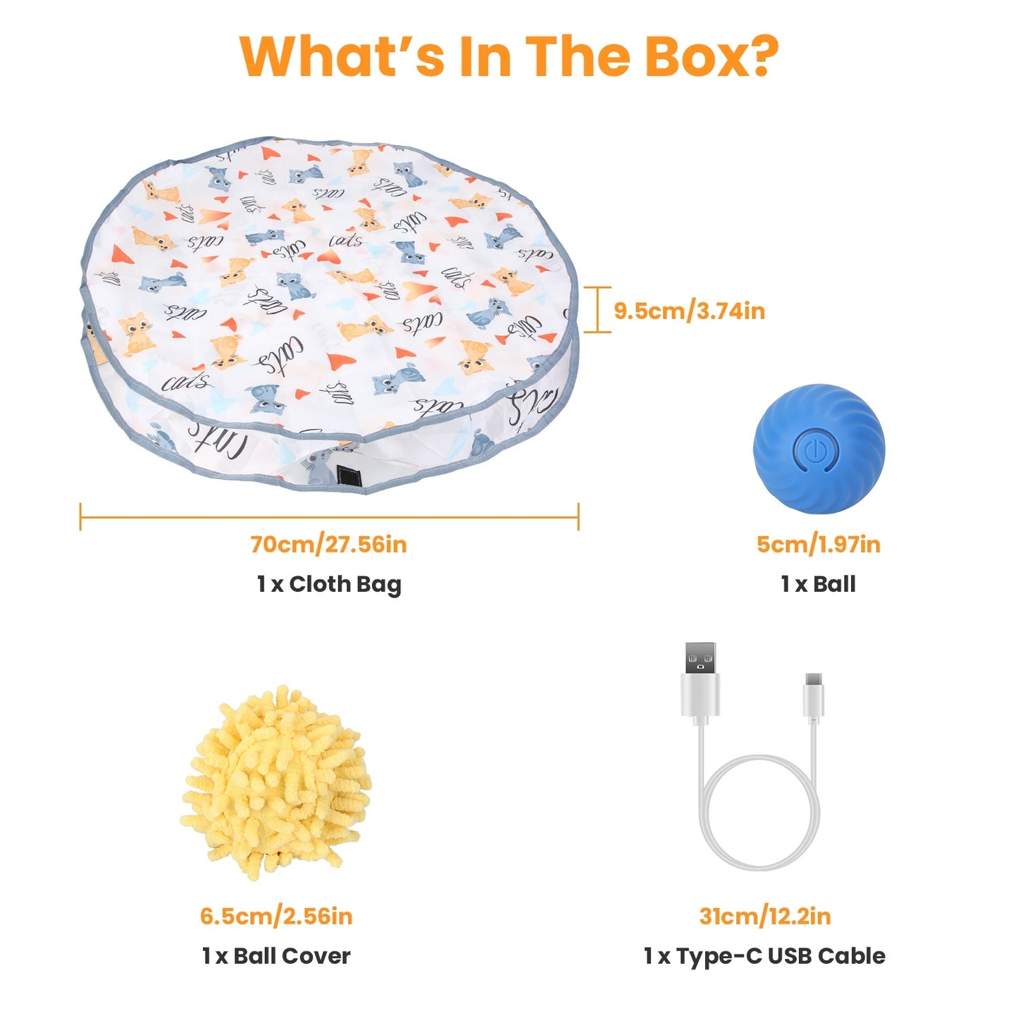 1Pc Cat Toys Ball Fast Rolling In Pouch Rechargeable Motion Activated Interactive Cat Toys For Indoor Cats Hide And Seek Mouse Catching Game