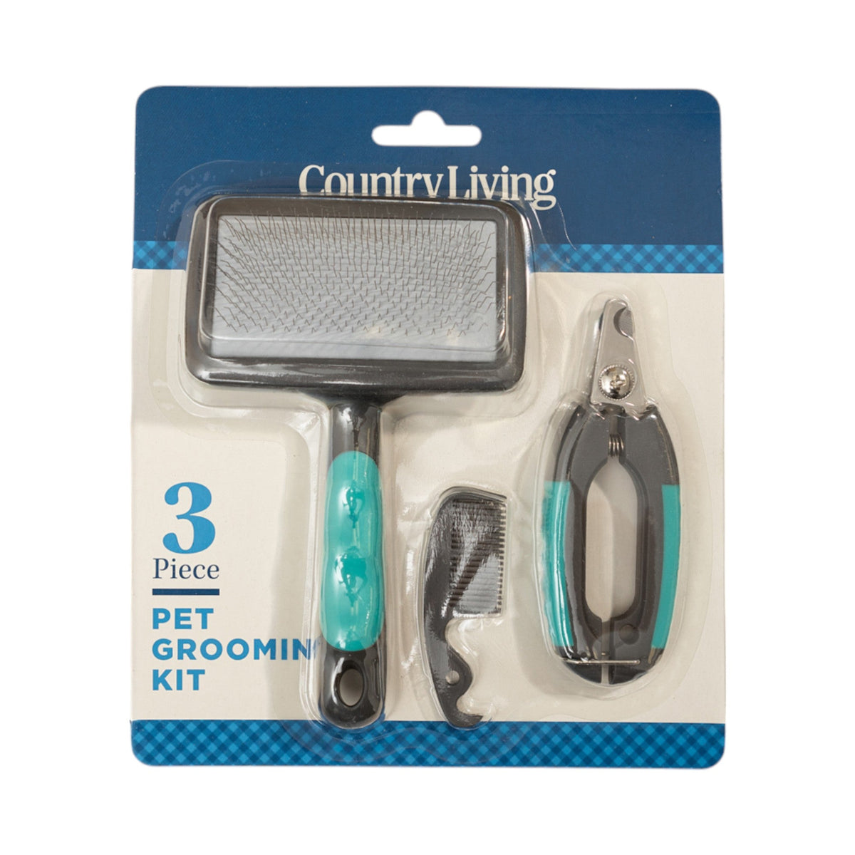 3-Piece Dog Grooming Kit: Slicker Brush, Comb & Clipper
