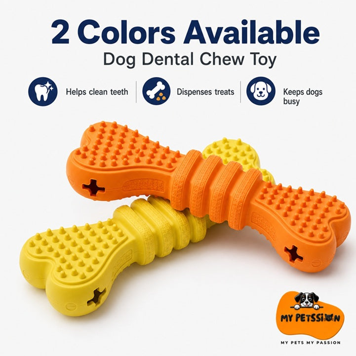 Dog Dental Chew Toy – Treat Dispensing Teeth Cleaning Bone for Dogs & Puppies