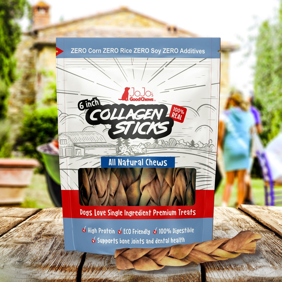 6-Inch Braided Beef Collagen Sticks, 4-Pack