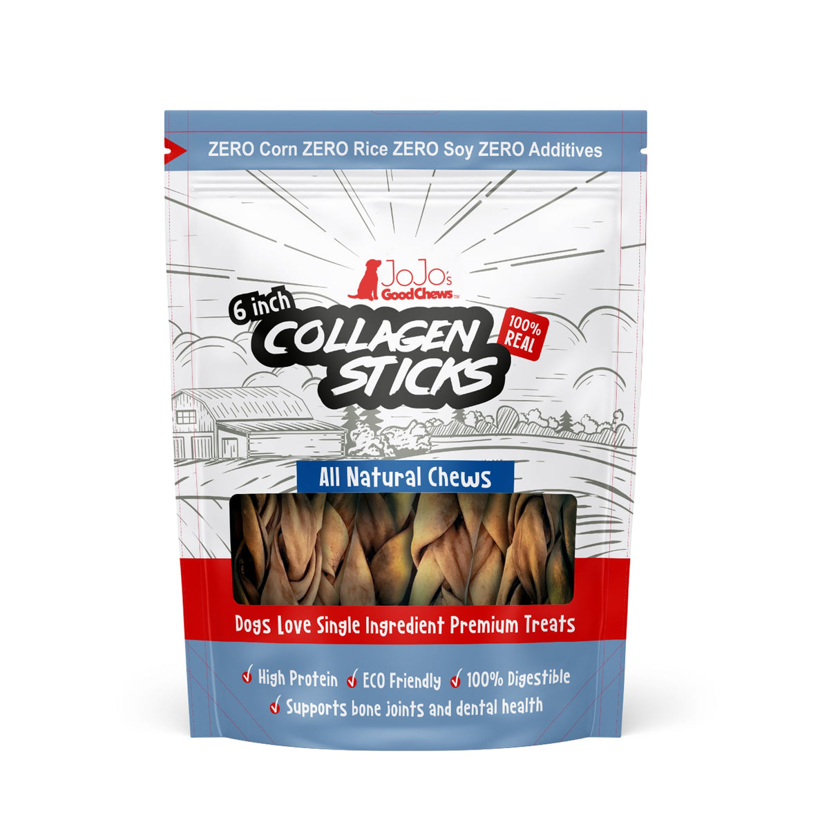 6-Inch Braided Beef Collagen Sticks, 4-Pack