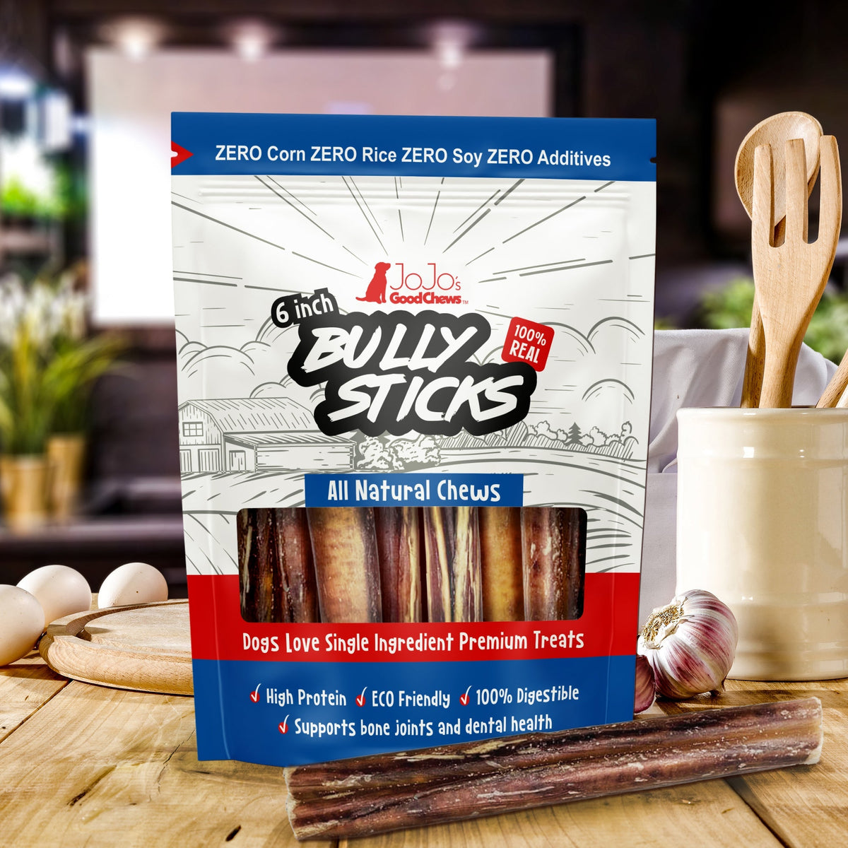 6-Inch Thick Beef Bully Sticks, 3-Pack