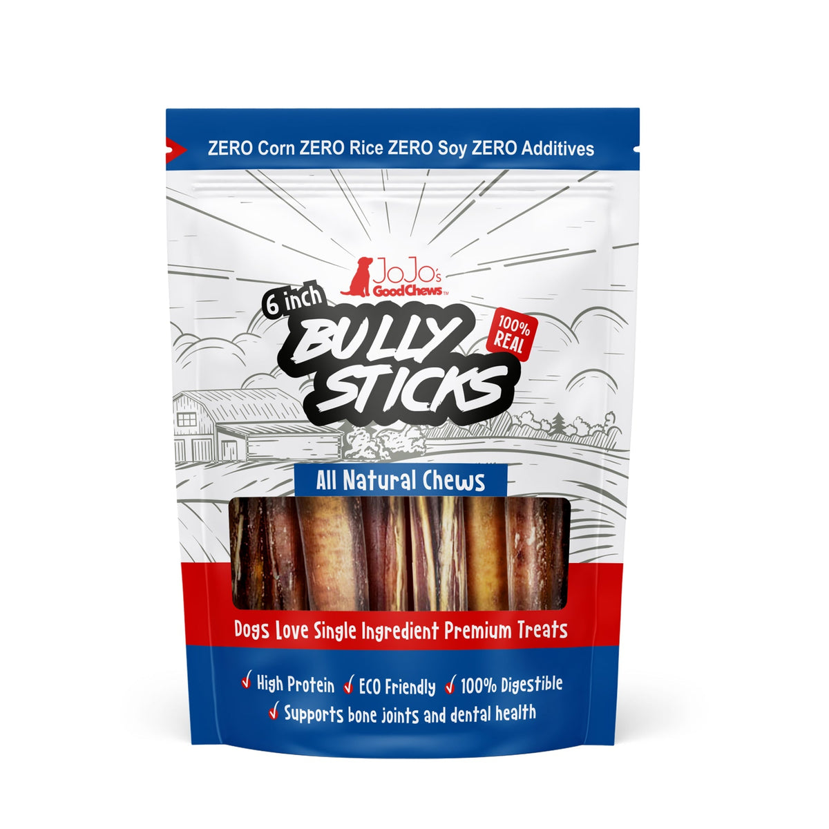6-Inch Thick Beef Bully Sticks, 3-Pack