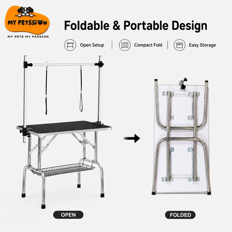36-Inch Professional Dog Grooming Table – Heavy Duty, Adjustable & Foldable