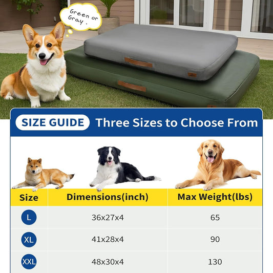 Portable inflatable dog bed packed flat for travel and camping