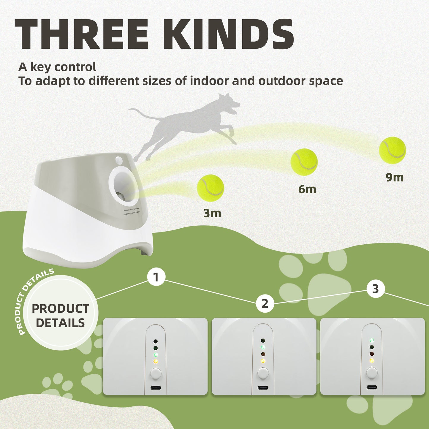 Only Supports Self Pickup  Automatic Dog Ball Launcher, Indoor Outdoor Interactive Dog Toy With Three Launch Ranges, Includes 6 Mini Tennis Balls And A Data Cable