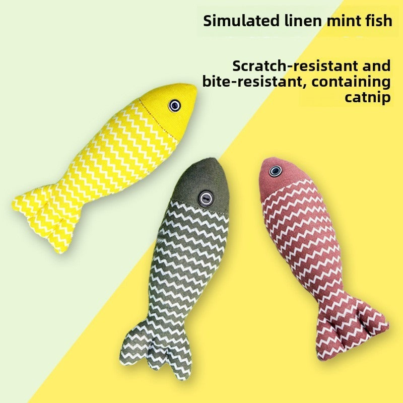 Pet Mint Fish Toy - Three Colors Are Randomly Issued, Shovel Officials Must Enter, Pet Mint Fish Toys, Suitable For Cats Of All Ages