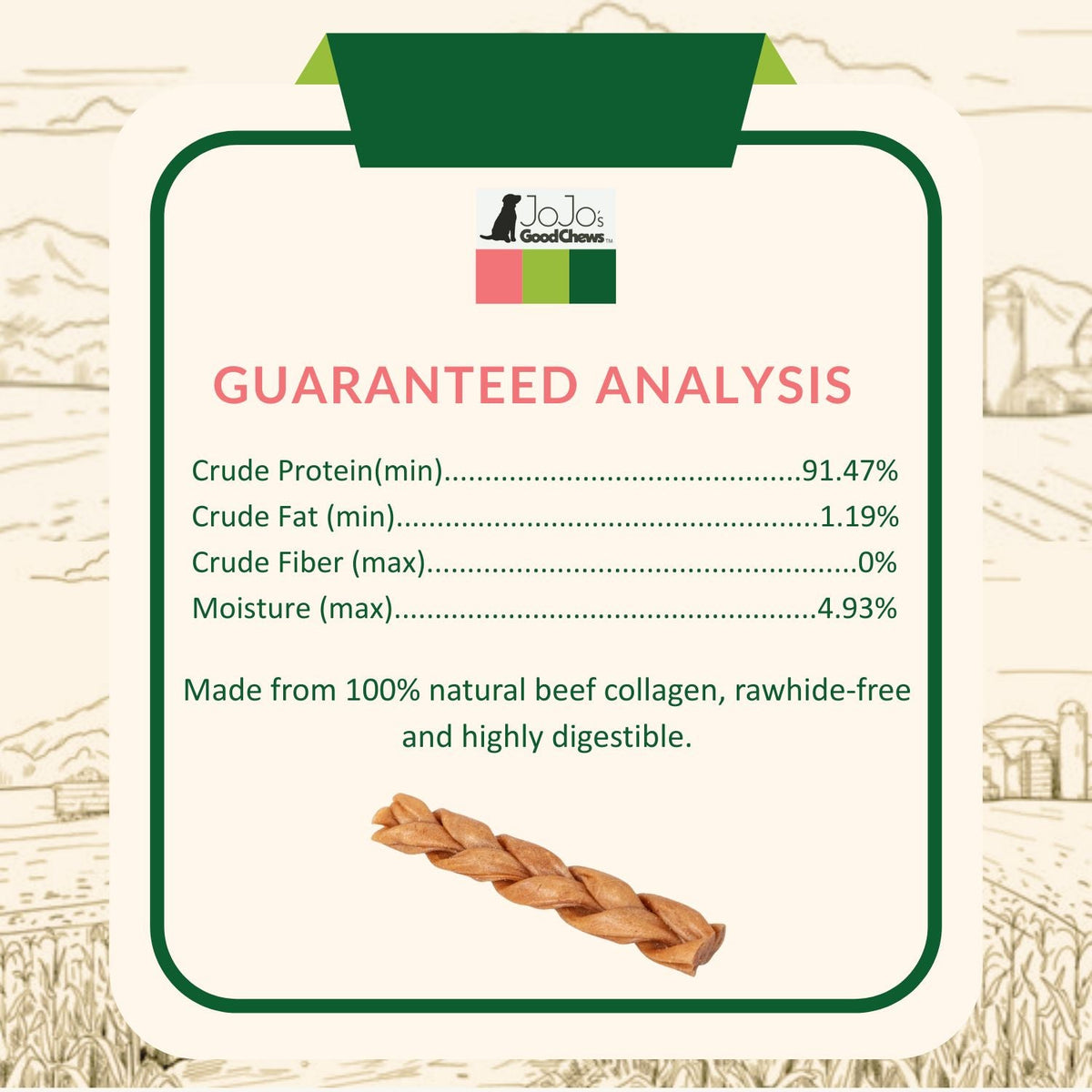 6-Inch Braided Beef Collagen Sticks, 4-Pack