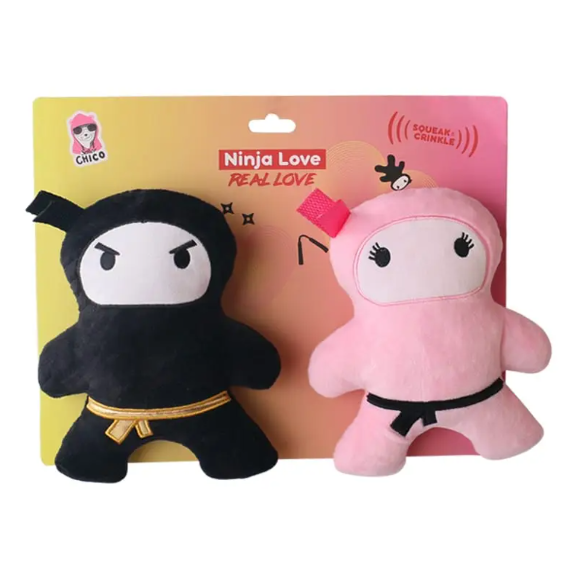 Pink & Black Ninja Plush Dog Toy Set