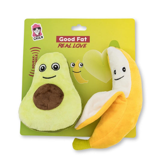 Avocado & Banana Plush Dog Toy Set