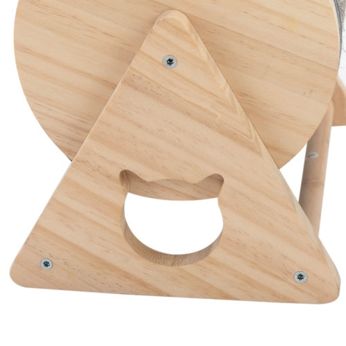 Wooden Cat Scratch Post, 360 Degree Rotating Cat Scratch Toy With Bell, Suitable For Indoor Cats And Kittens, Natural Color