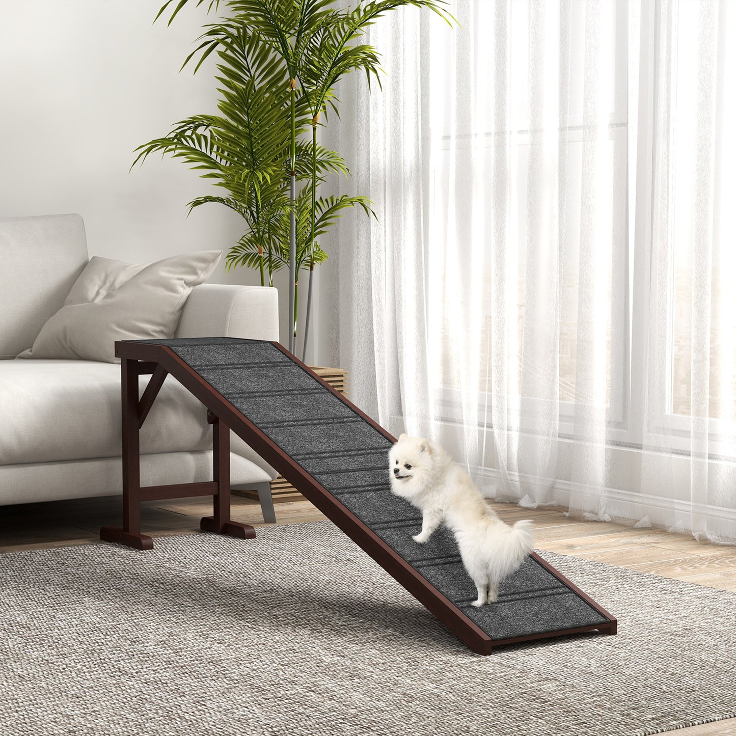 Pet Ramp For Dogs With Non-slip Carpet And Top Platform