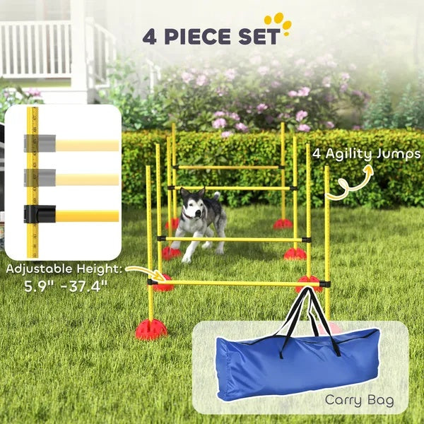 4 Piece Dog Agility Course Backyard Set , Carry Bag