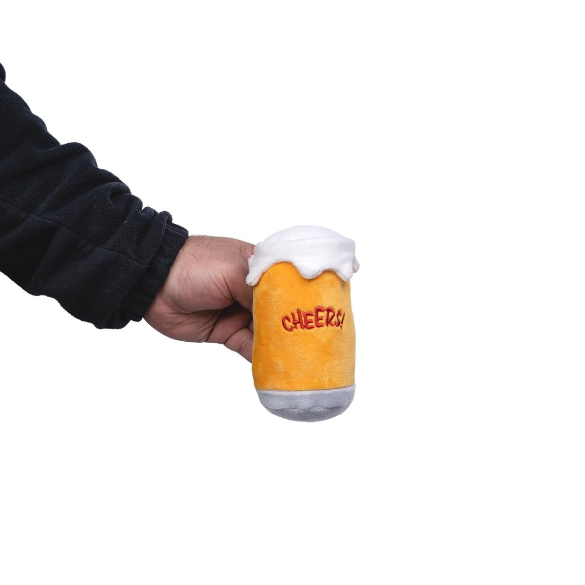 Beer Bottle & Cheers Glass Plush Dog Toy Set