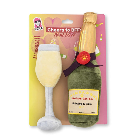 Champawgne Cheers Plush Dog Toy Set