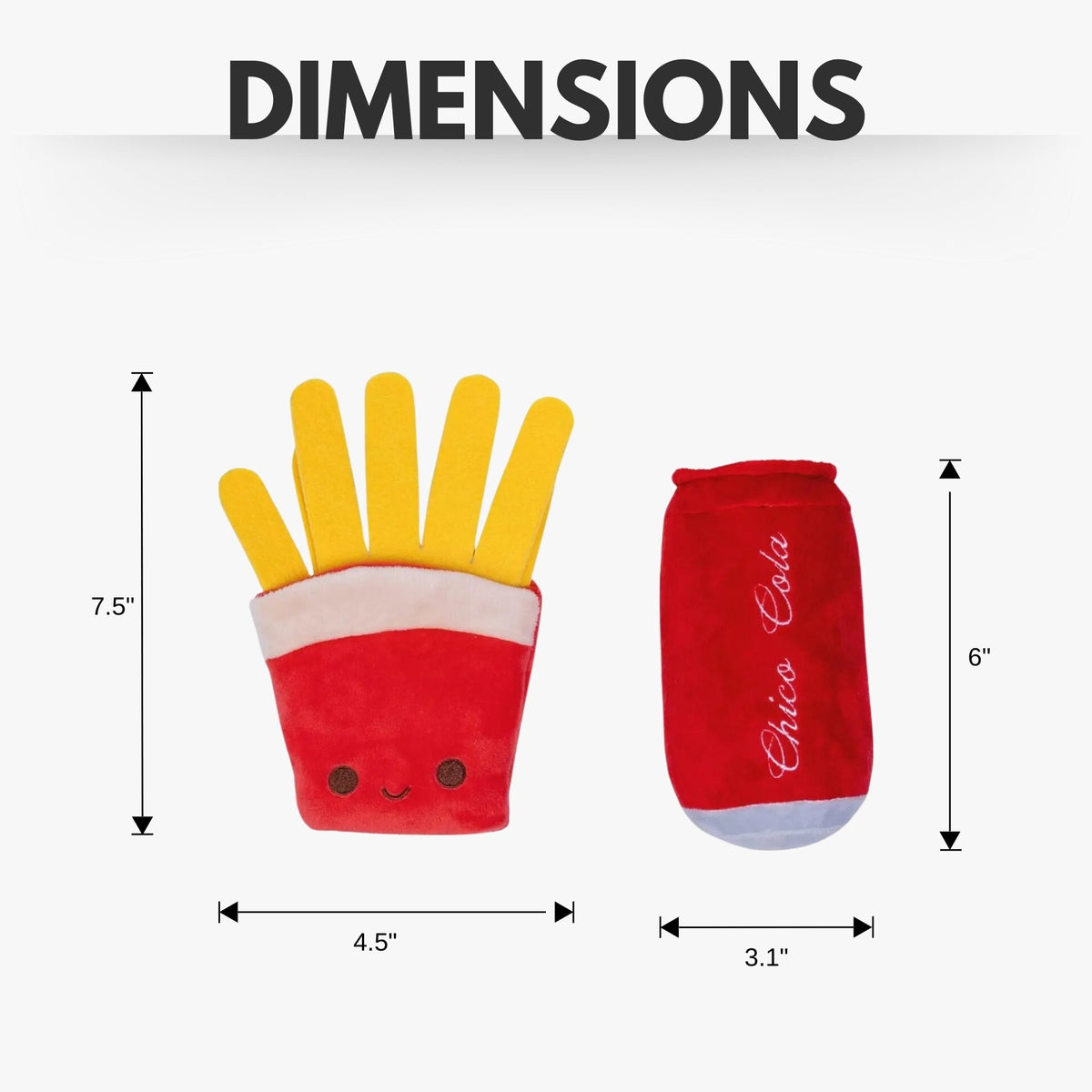 Cola & Fries Plush Dog Toy Set