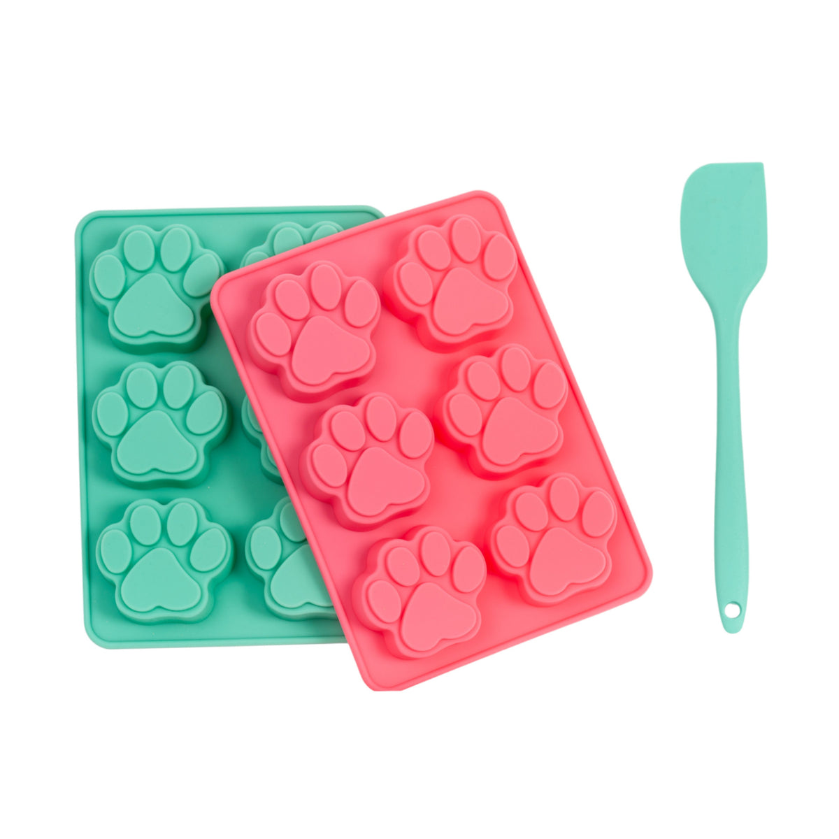 3-Piece Silicone Dog Treat Baking Kit with Paw Trays