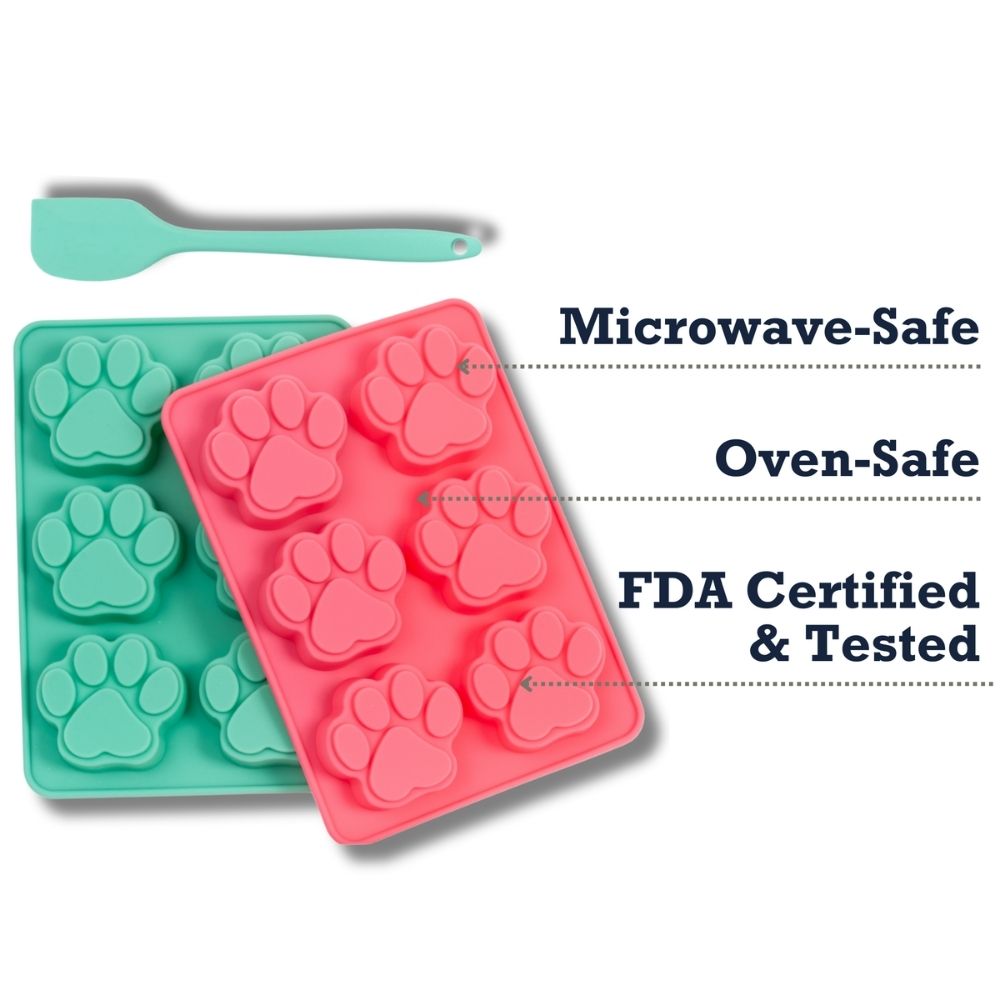 3-Piece Silicone Dog Treat Baking Kit with Paw Trays