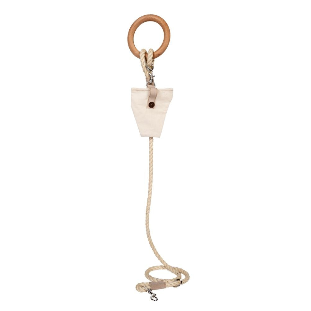 5-Foot Jute Dog Leash with Cedar Handle & Storage Bag