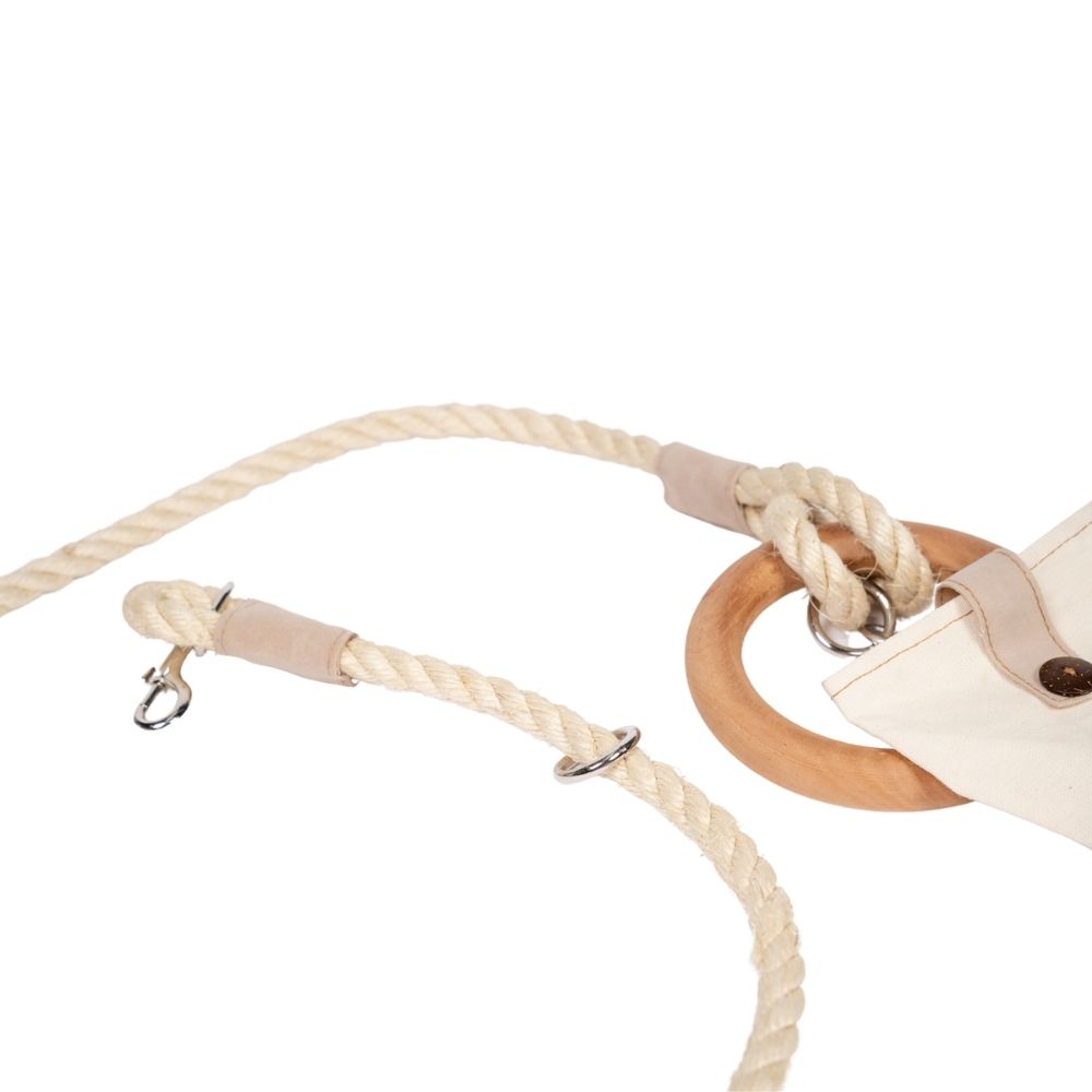 5-Foot Jute Dog Leash with Cedar Handle & Storage Bag