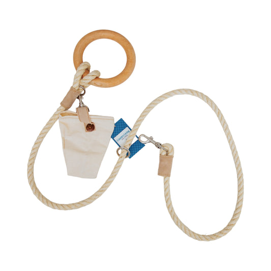 5-Foot Jute Dog Leash with Cedar Handle & Storage Bag