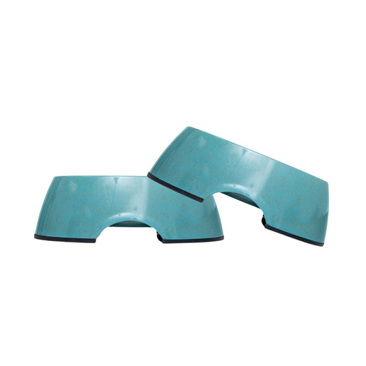Teal Blue Natural Fiber Dog Bowls, Set of 2