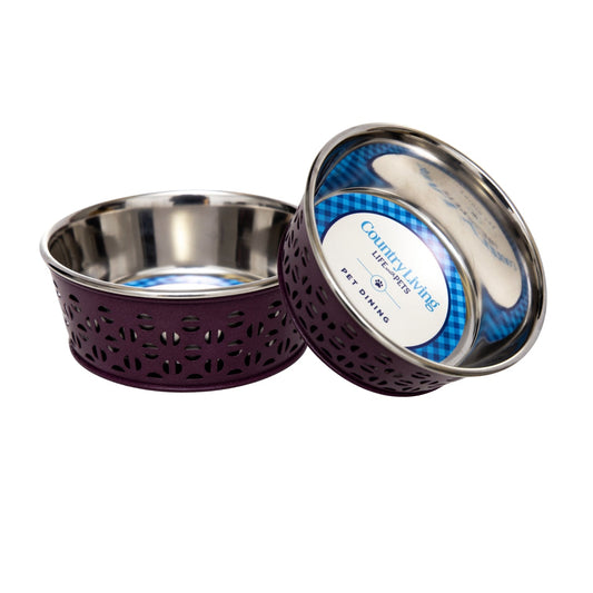 Farmhouse Stainless Steel Dog Bowls, Set of 2