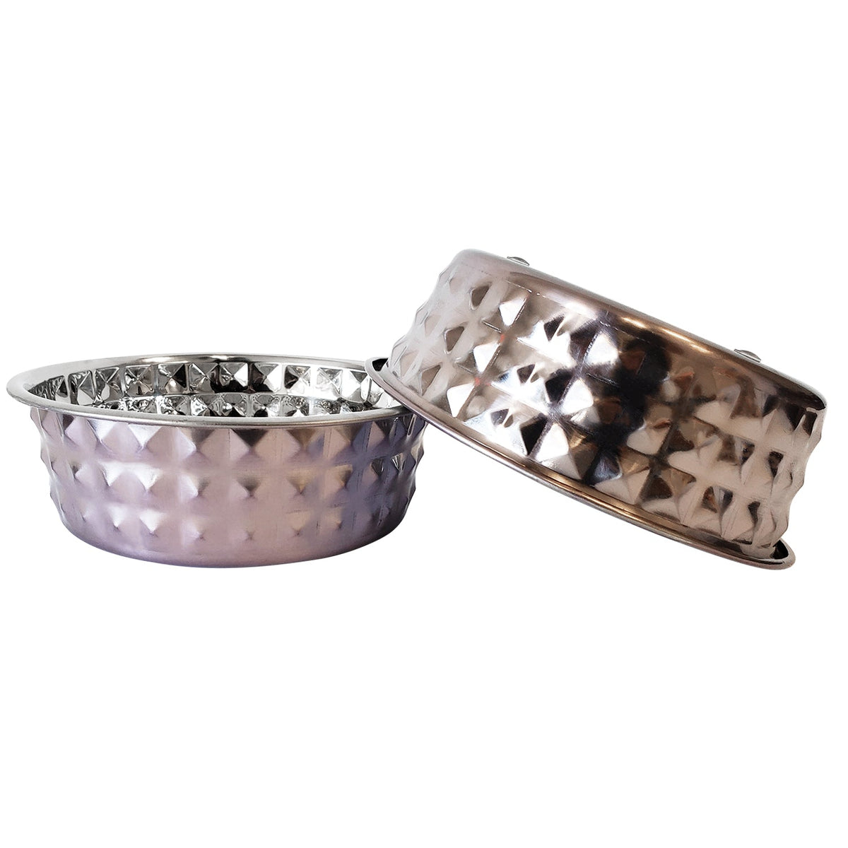 Lavender Hammered Steel Dog Bowls, Set of 2