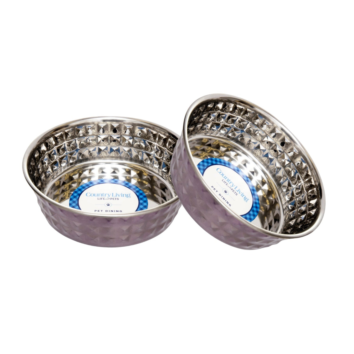 Lavender Hammered Steel Dog Bowls, Set of 2