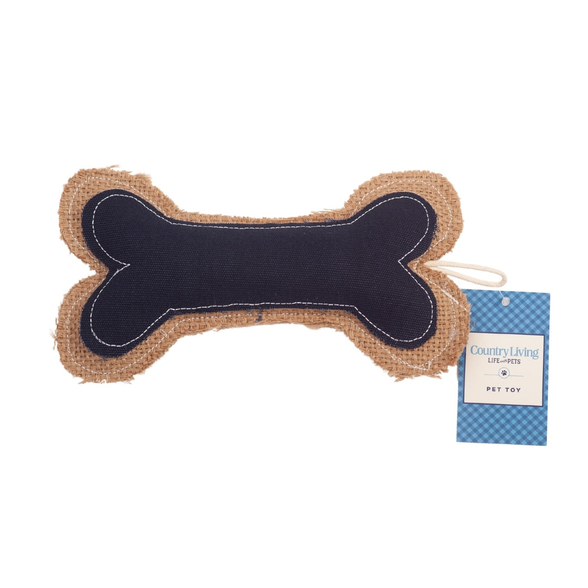 Jean Leather & Jute Bone Pillow Dog Toy, 9 in