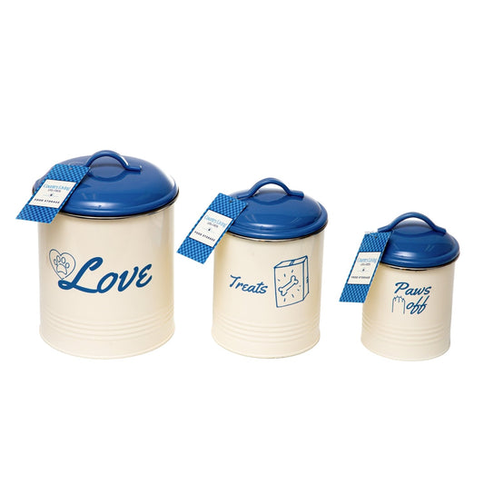 French Blue Treat Canisters, Set of 3