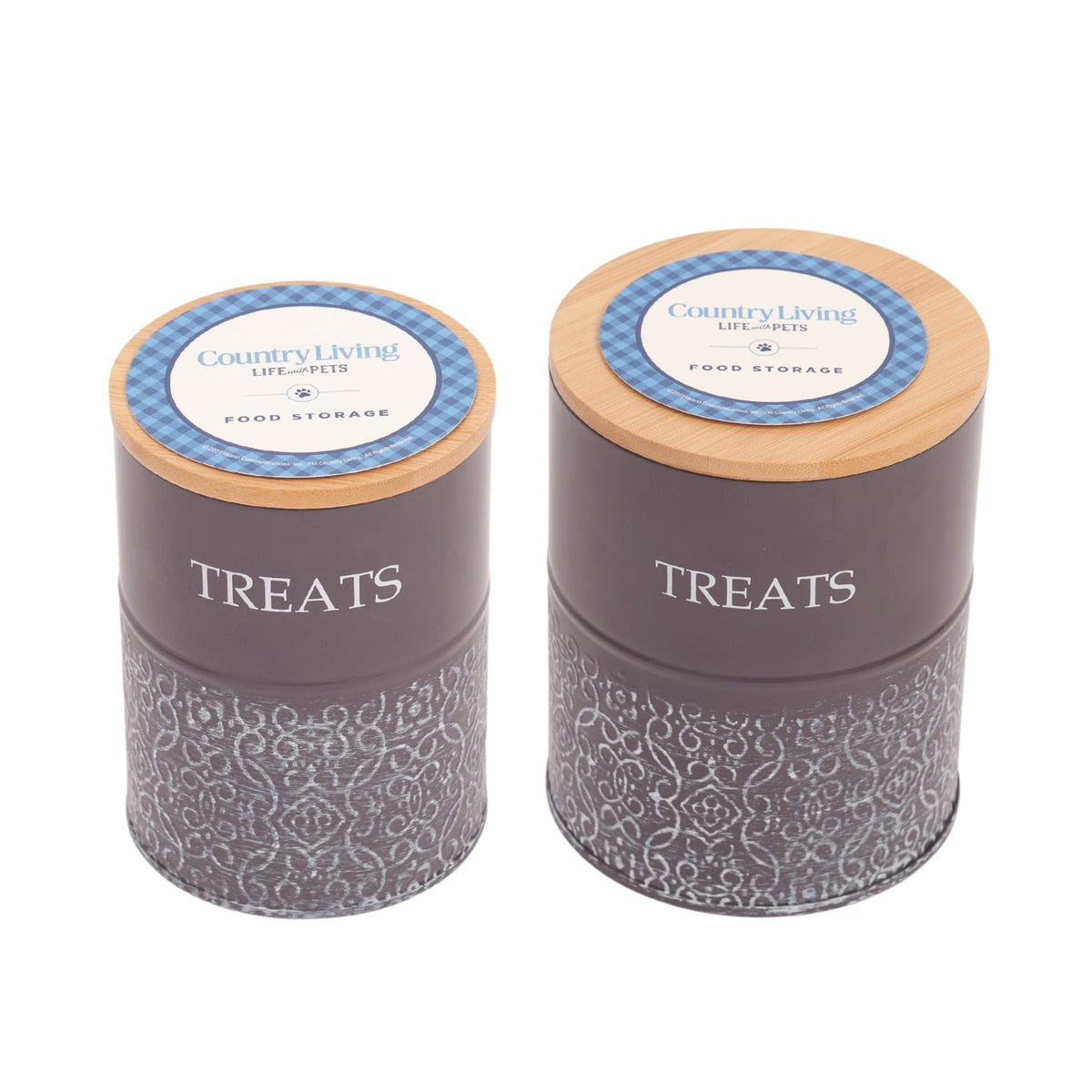 Volcanic Gray Treat Canisters with Bamboo Lids, Set of 2