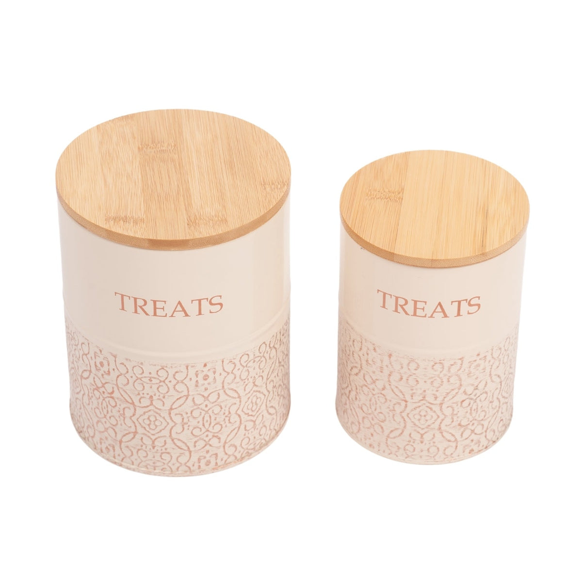 White Swan Treat Canisters with Bamboo Lids, Set of 2